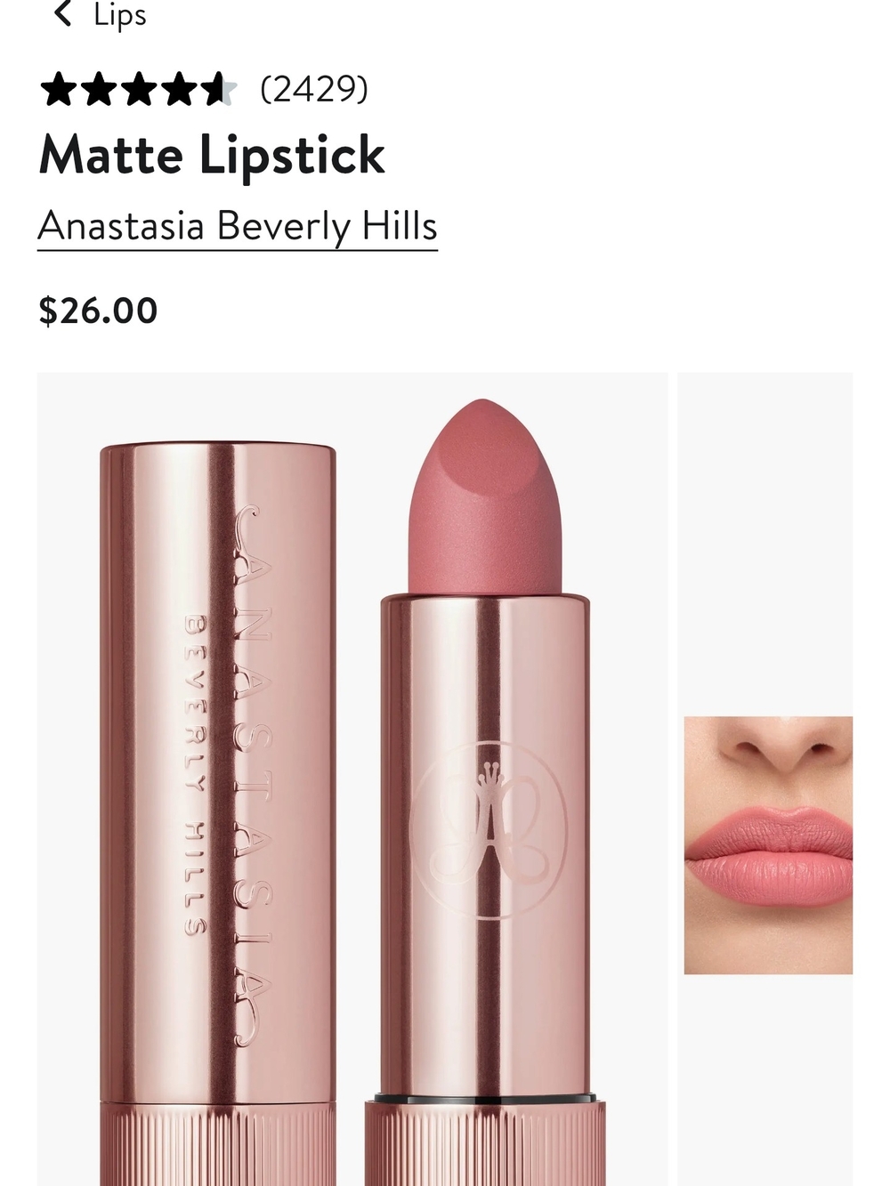 Anastasia Beverly Hills Matte Lipstick — Hush Rose